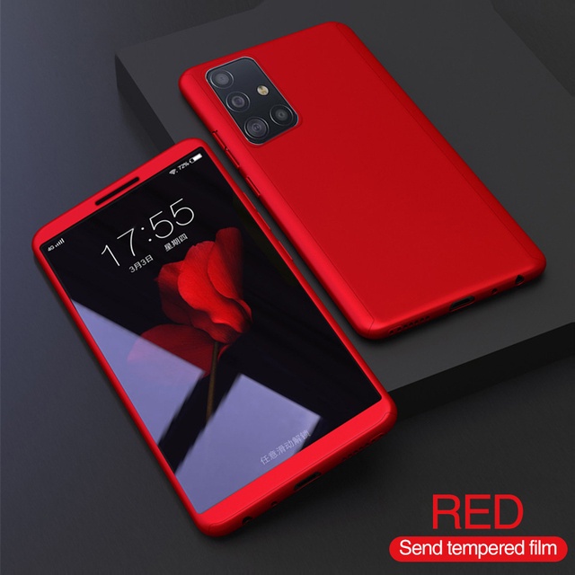 Ốp điện thoại cứng chống sốc + kính cường lực bảo vệ 360 độ cho Samsung Galaxy J6+ J6 J5 J4+ J4 J8 2018 J7 J5 Pro