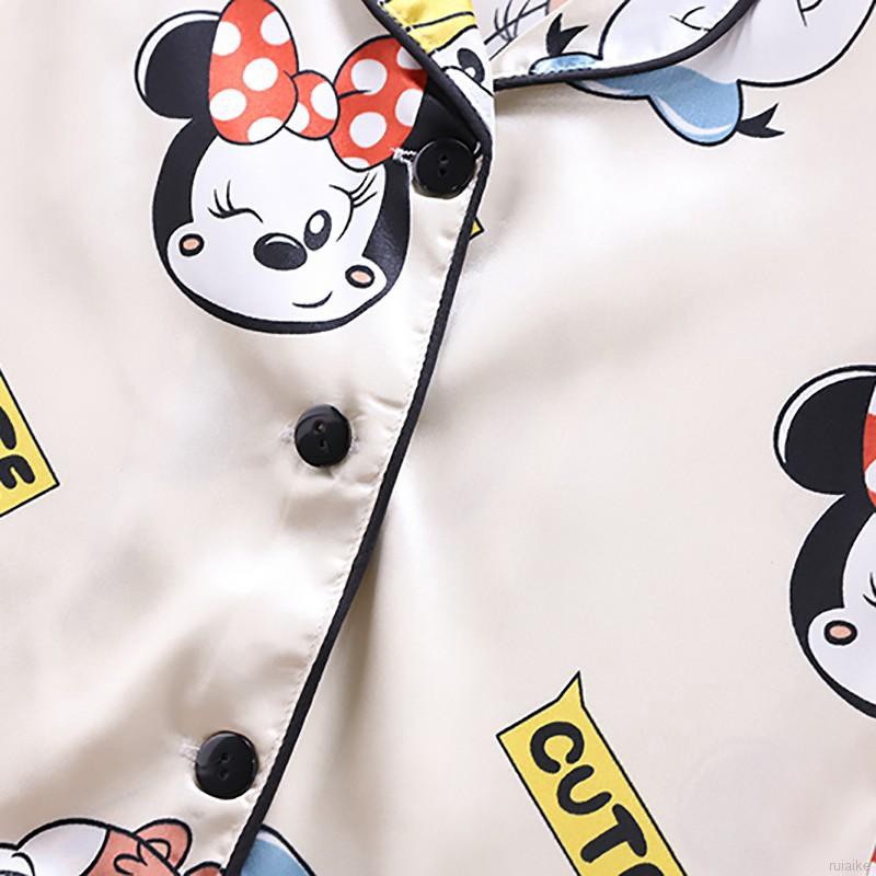 Bộ Đồ Ngủ Ngắn Tay In Hình Chuột Mickey Cho Bé