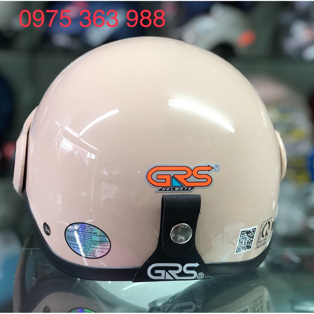 Mũ bảo hiểm GRS A33K (Sữa trơn) - Mũ nửa đầu đẹp và chất lượng cho người lớn.