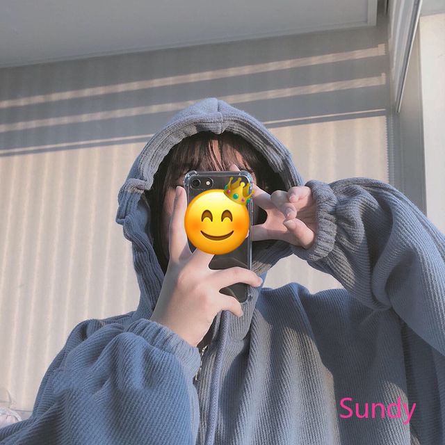 Áo khoác hoodie dáng rộng phối khóa kéo kiểu Hàn Quốc thời trang cho nữ