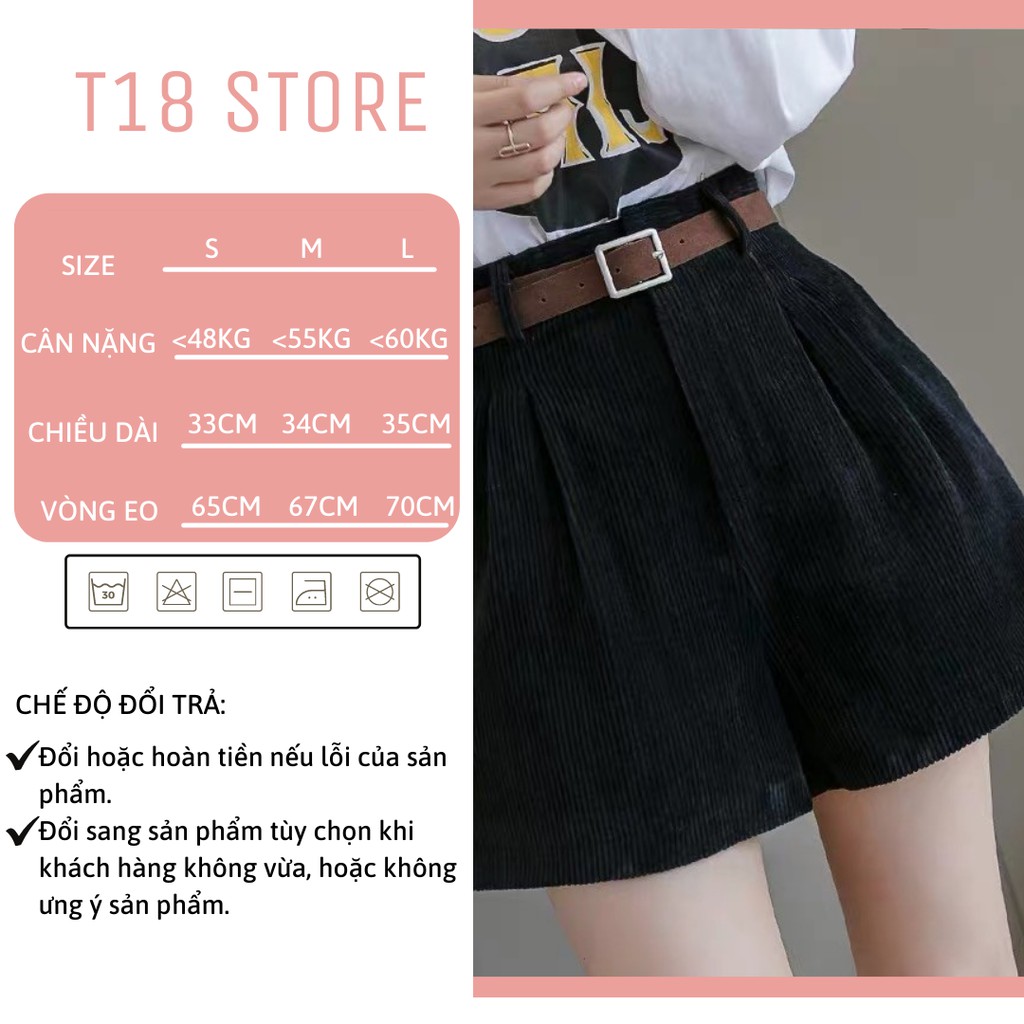 Quần short nữ nhung tăm cao cấp thu đông- Quần đùi nữ mặc nhà T18 STORE QD06