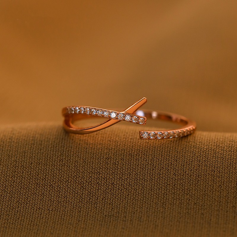 Nhẫn thiết kế đơn giản đính đá nhân tạo phong cách sang trọng dành cho nữ B0012