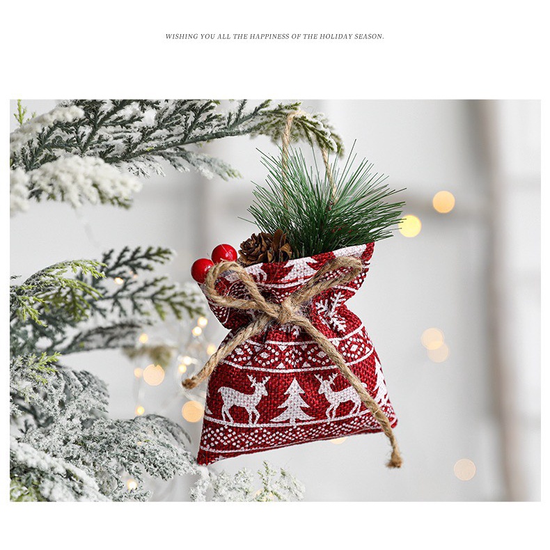 TÚI QUÀ NHỎ TRANG TRÍ CÂY THÔNG/ PHỤ KIỆN TREO CÂY THÔNG/ TRÁI CHÂU GIÁNG SINH