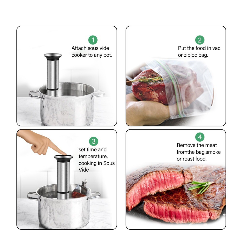 [BioloMix Brand] Máy nấu chậm Sous vide BioloMix SV-8006 công suất 1200W màn hình điều khiển chính xác kỹ thuật số LED