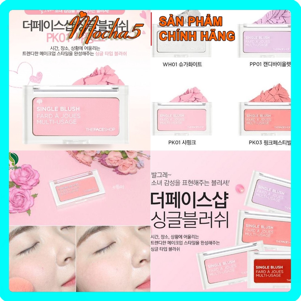 Phấn má hồng TFS Single Blush The Face Shop lên tone cực chuẩn