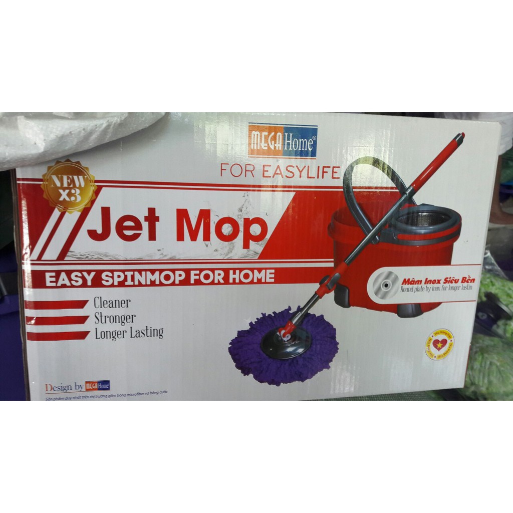 BỘ CHỔI LAU NHÀ 360 ĐỘ MEGAHOME Jet Mop X3 CHÍNH HÃNG