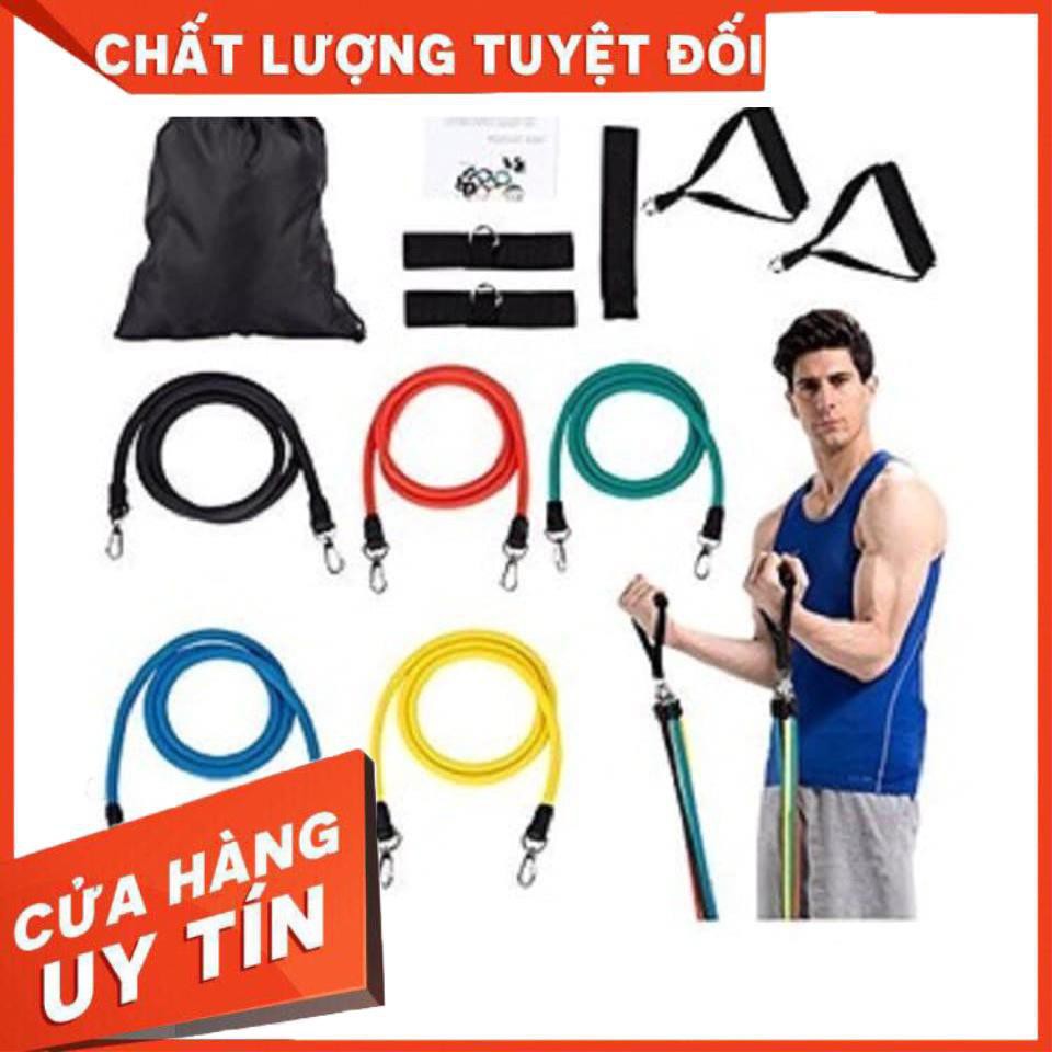 [XẢ KHO+FREE SHIP]  Bộ 5 dây tập thể dục đàn hồi MDBuddy, dây tập ngũ sắc