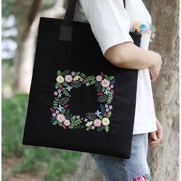 Combo Kit thêu tay trang trí DIY Bộ kit thêu Cherish túi tote Handmade  ZEN HANDMADE
