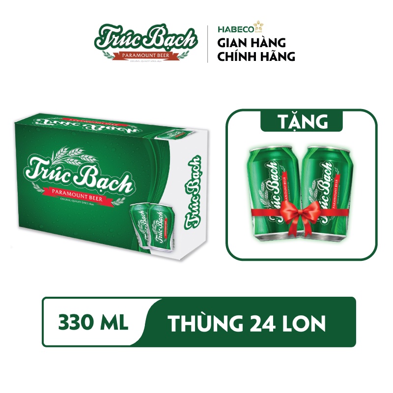 [Mã FMCGMALL -8% đơn 250K] Thùng 24 lon Bia Trúc Bạch - HABECO (330ml/lon)