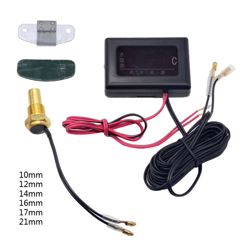 Đồng Hồ Đo Nhiệt Độ Nước Kỹ Thuật Số 12v 24v 12v Cho Xe Hơi Màn Hình Cảm Biến LCD 10 / 12 / 14 / 16 / 17 / 21mm