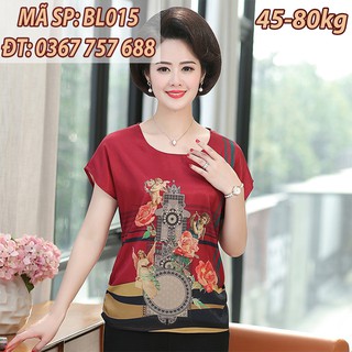 Áo kiểu áo lụa nữ trung niên form rộng chất lụa mát BL015