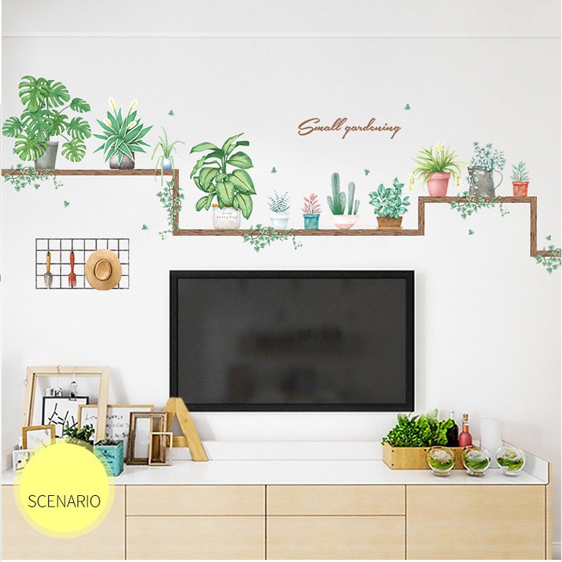 [Mã SKAMSALE07 giảm 10% tối đa 100K đơn 150K] Decal dán tường Chậu cây A48 - Decal dán tường Hàn Quốc