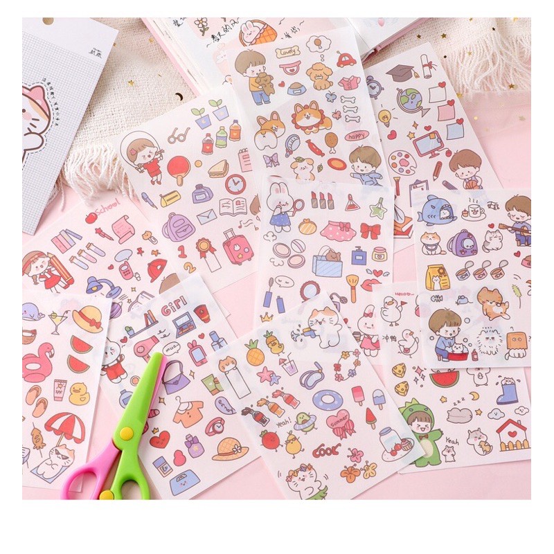 Sticker18 mẫu hình dán cậu bé cô bé xinh