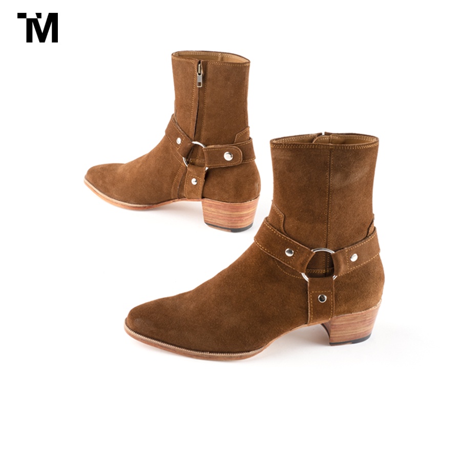 GIÀY BOOTS NAM TARMOR MÀU NÂU DA LỘN TOBACCO SUEDE LEATHER HARNESS BOOTS