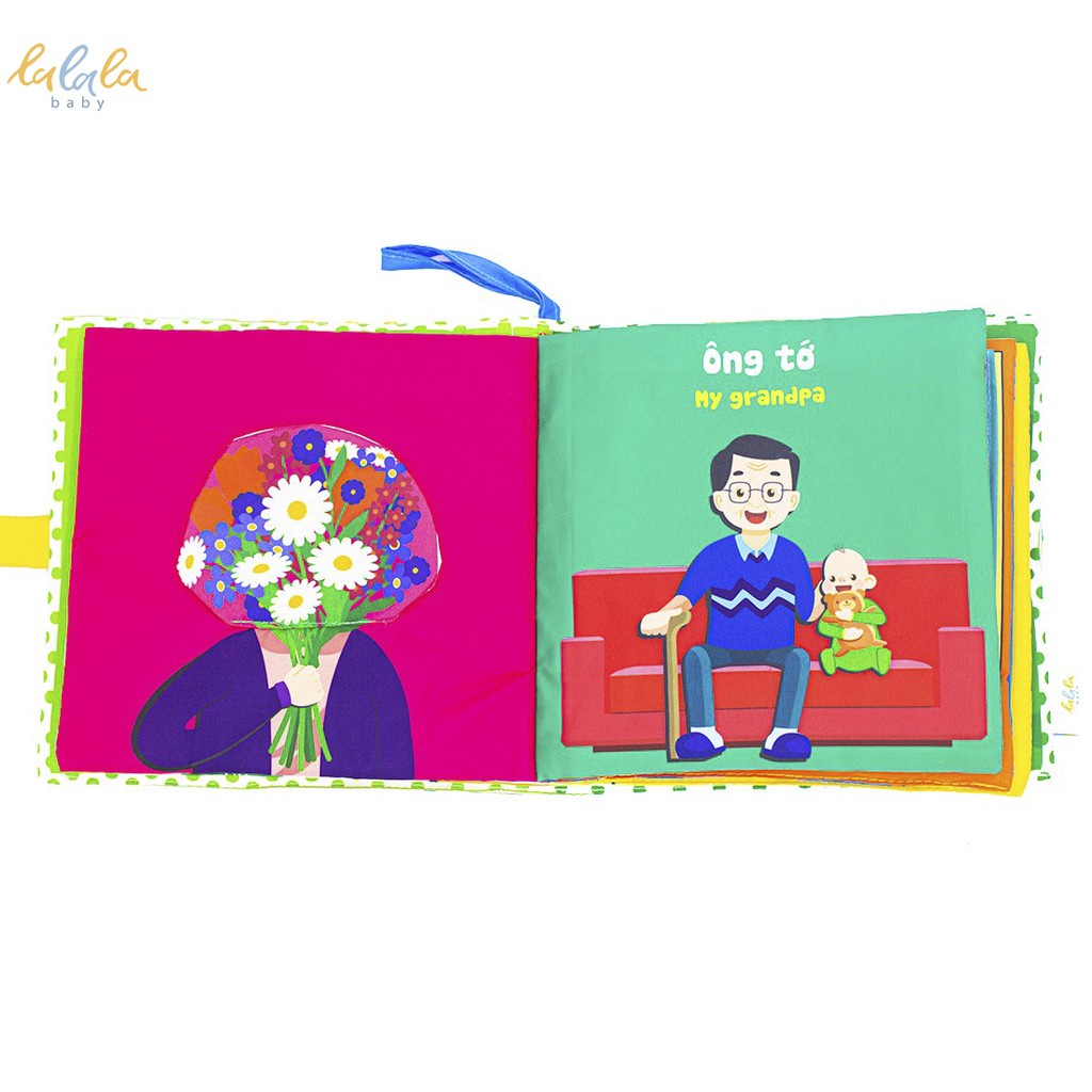 Sách vải chủ đề gia đình Lalala baby, song ngữ đa tương tác Nhà tớ có những ai? - Who's is my family?