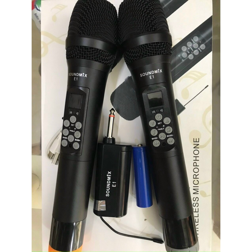 Micro không dây Echo SoundMix E1 - Micro Không Dây Cao Cấp Tích Hợp Bass, Treble và Echo - Hàng Chính Hãng