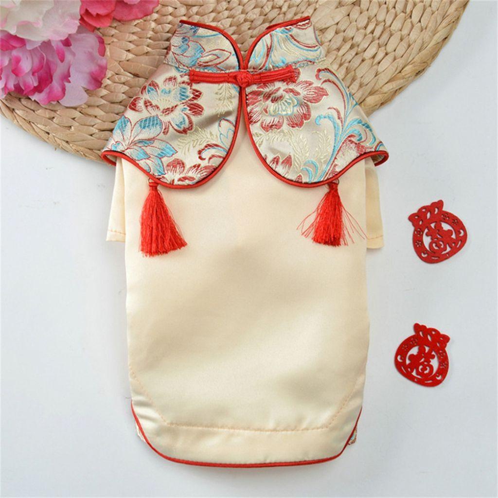 1 Đầm Sườn Xám Cotton Phong Cách Trung Hoa Dành Cho Cún Cưng Size XS-XL