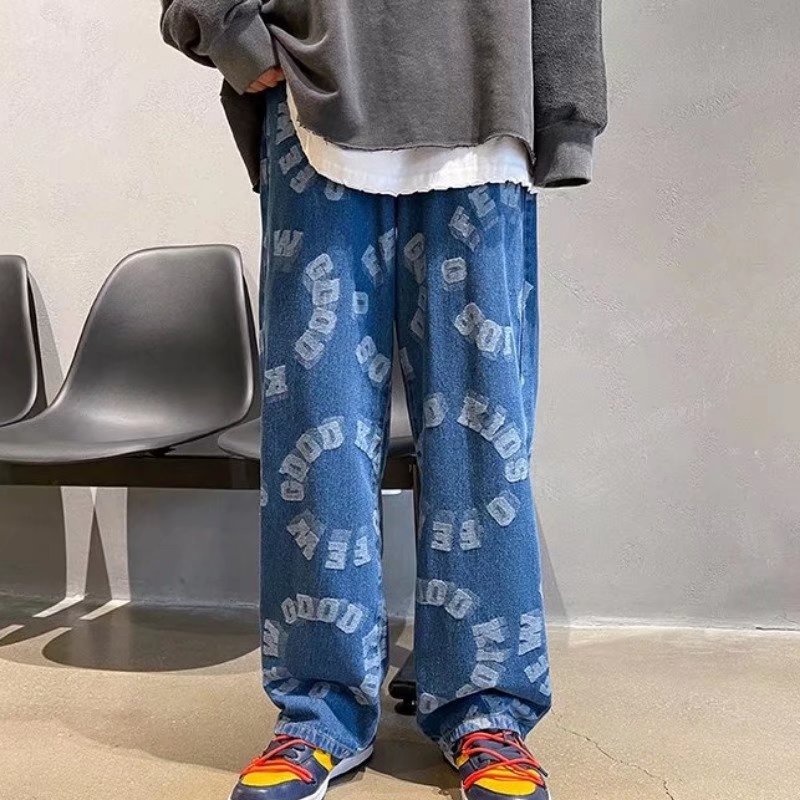 Quần jean ống rộng phong cách hip hop dành cho nam
