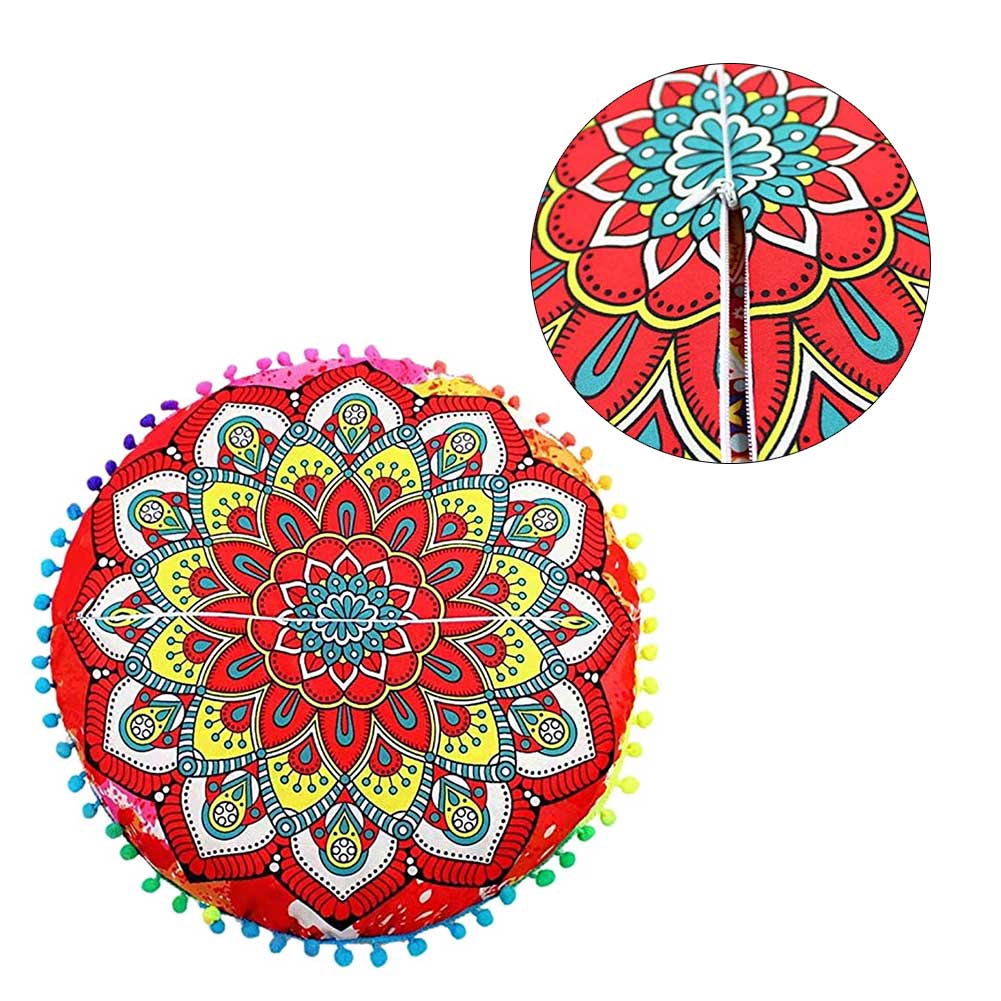 Vỏ gối hình tròn họa tiết hoa phong cách Bohemian