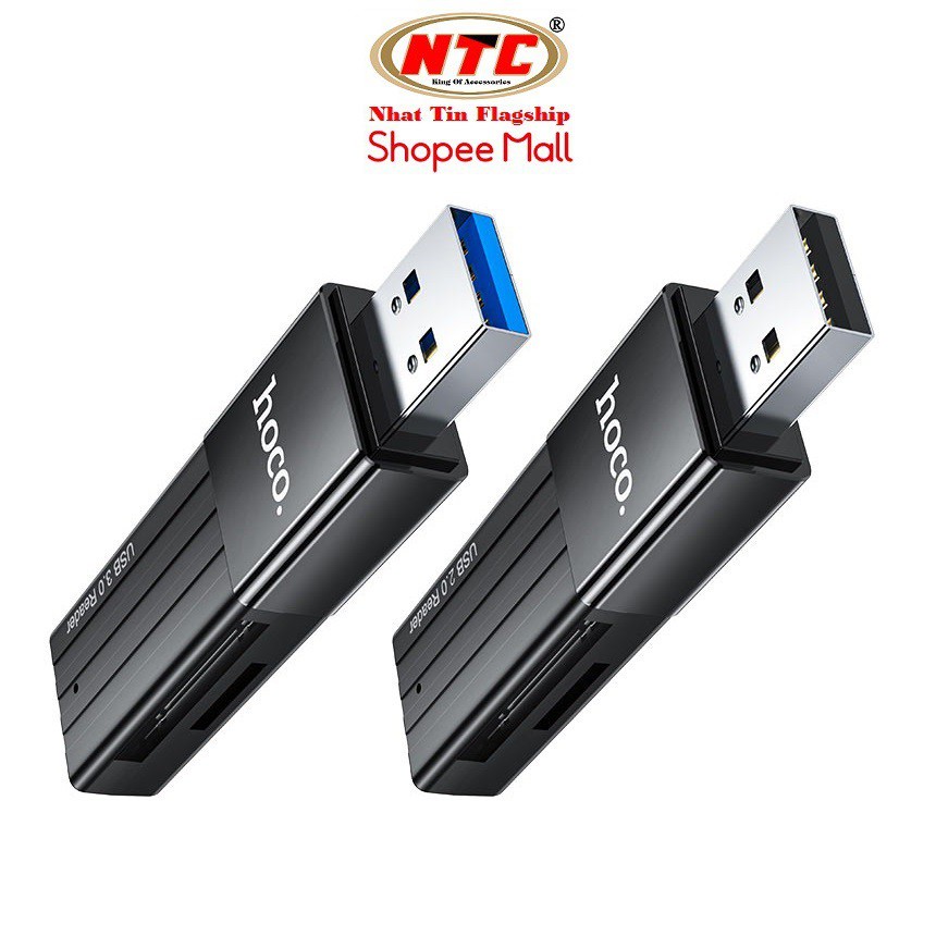 Đầu đọc thẻ nhớ 2.0 / 3.0 Hoco HB20 Mindful - hỗ trợ khe microSD/SD (Đen) - Hãng phân phối chính thức