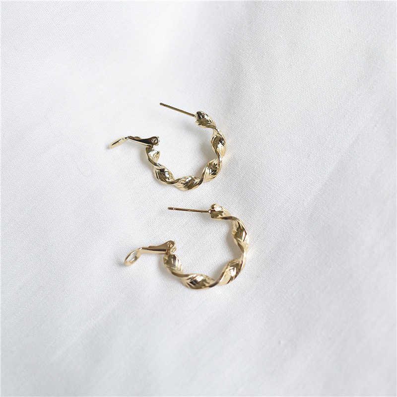 Bông Tai Thiết Kế Xoắn Đơn Giản Phong Cách Hàn Quốc A221