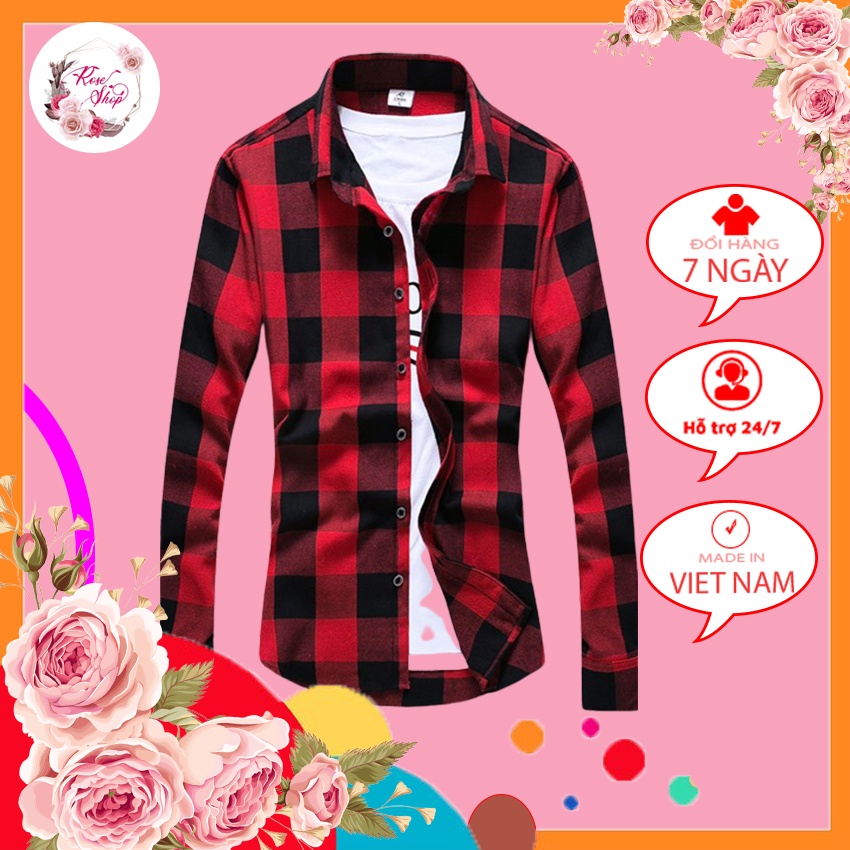 Áo sơ mi nam, Áo sơ mi kẻ caro Hàn Quốc chất liêu mềm mát tạo cảm giác thoải mái N50