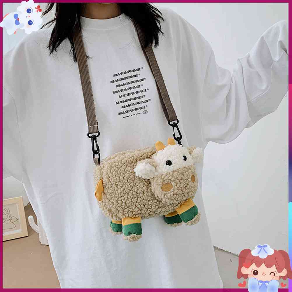 ✿Mars144✿Túi Đeo Chéo Lông Cừu Dễ Thương Dành Cho Nữ✿