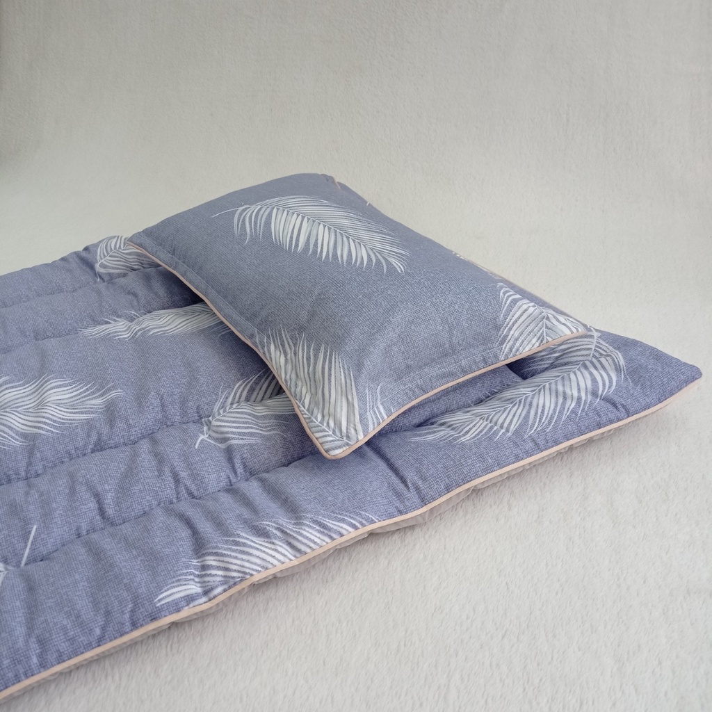 Bộ NỆM và GỐI NẰM cho trẻ đi học BÁN TRÚ TIỂU HỌC - TRUNG HỌC chất liệu vải Cotton- Cara chần gòn thương hiệu KimHome