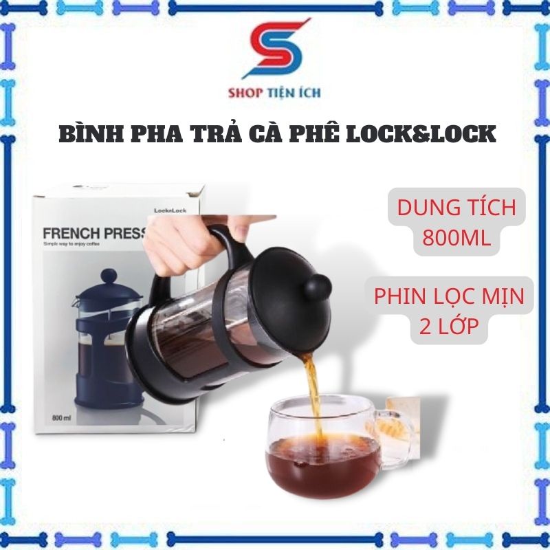 Bình pha trà cà phê Lock&Lock 800ml bằng thủy tinh đa năng -Shop Tiện Ích