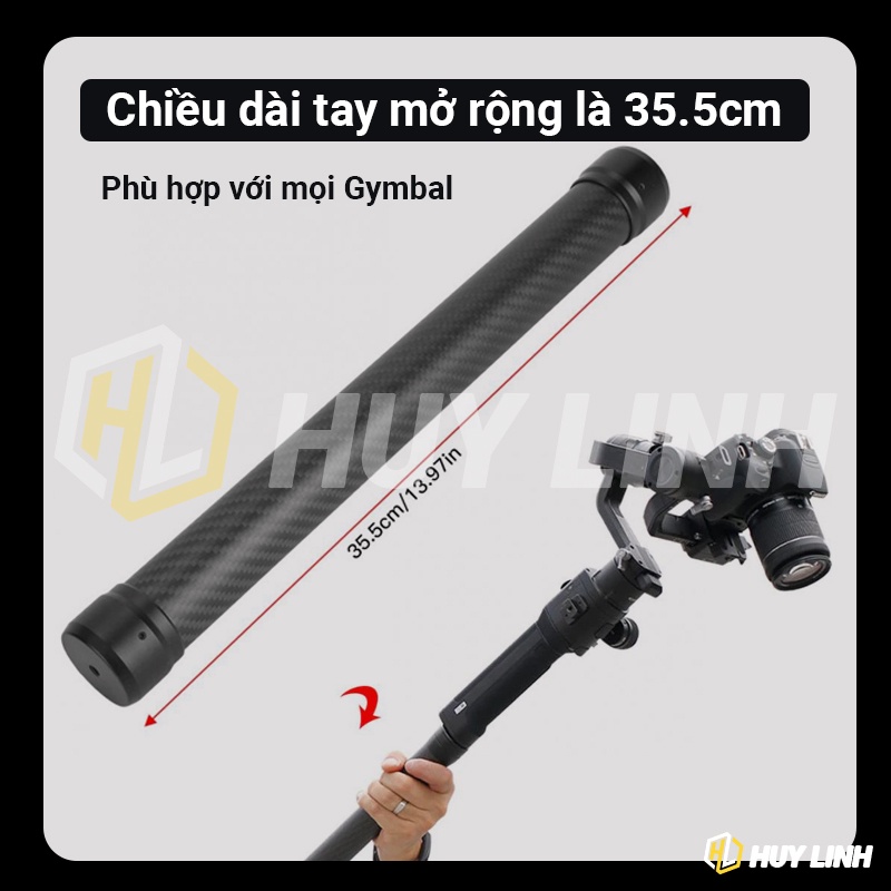 Gậy nối dài mở rộng Ulanzi DH10 bằng sợi carbon dành cho tay cầm chống rung Gimbal máy ảnh, điện thoại DJI Ronin S