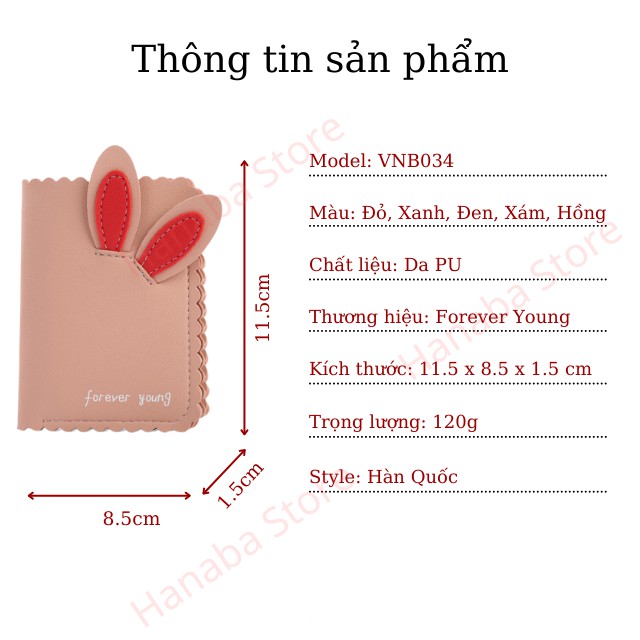 Ví Nữ Ngắn Đẹp Cao Cấp Nhỏ Gọn Forever Young - VNB034