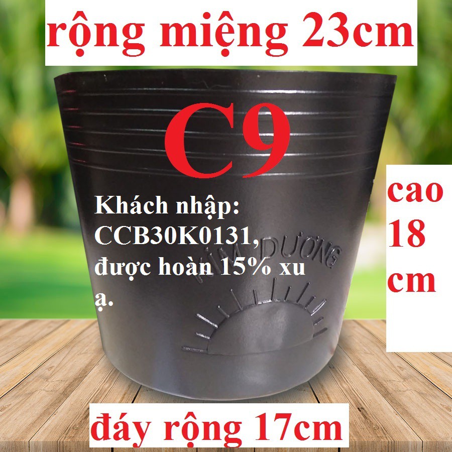 (mua 300k freeship) (BÍT LỖ MIỆNG CHUẨN 23x18CM)CHẬU NHỰA ĐEN C9 BÍT LỖ KHÔNG LỖ TRỒNG SEN NUÔI CÁ BETTA KIM DƯƠNG