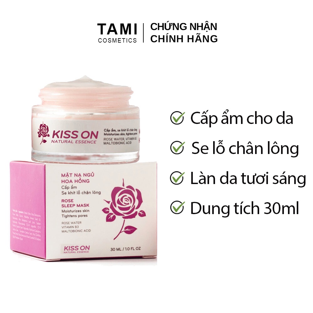 Mặt nạ ngủ hoa hồng KISS ON cấp ẩm chuyên sâu, da sáng hồng rạng rỡ kisson 30ml TM-KI-MN01