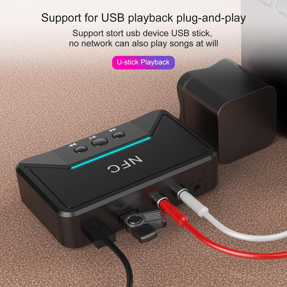 Bộ Chuyển Đổi Âm Thanh Không Dây Bluetooth 5.0 NFC 3.5mm AUX Hoặc RCA Đầu Vào Cho Tai Nghe HD HiFi