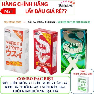 Combo 03 hộp bao cao su siêu mỏng super thin + kéo dài thời gian feellong + kéo dài thời gian spearmint bạc hà