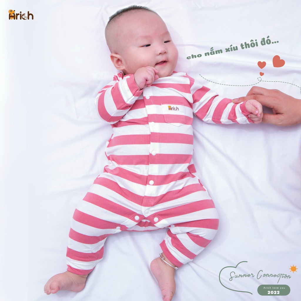 Body dài họa tiết vải sợi tre Arich, mềm, mát, size 0-18 tháng