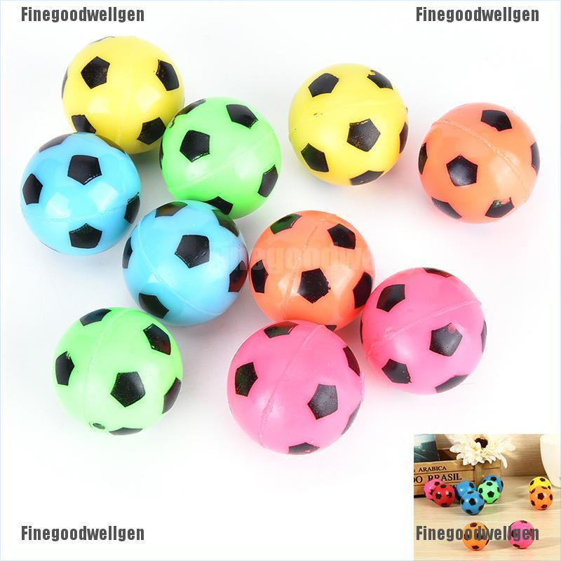 Finegoodwellgen 10 Pcs/set Bouncing Football Ball Rubber Elastic Jumping Soccer Kid Outdoor Toys FGWG