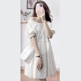 Váy trễ vai chỉ nổi dáng bbd