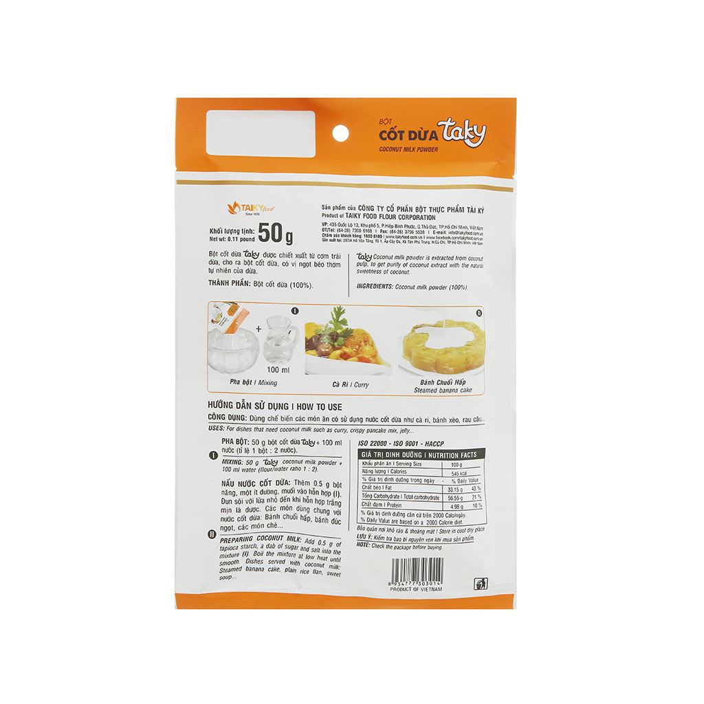 Bột Cốt Dừa Tài ký 50G