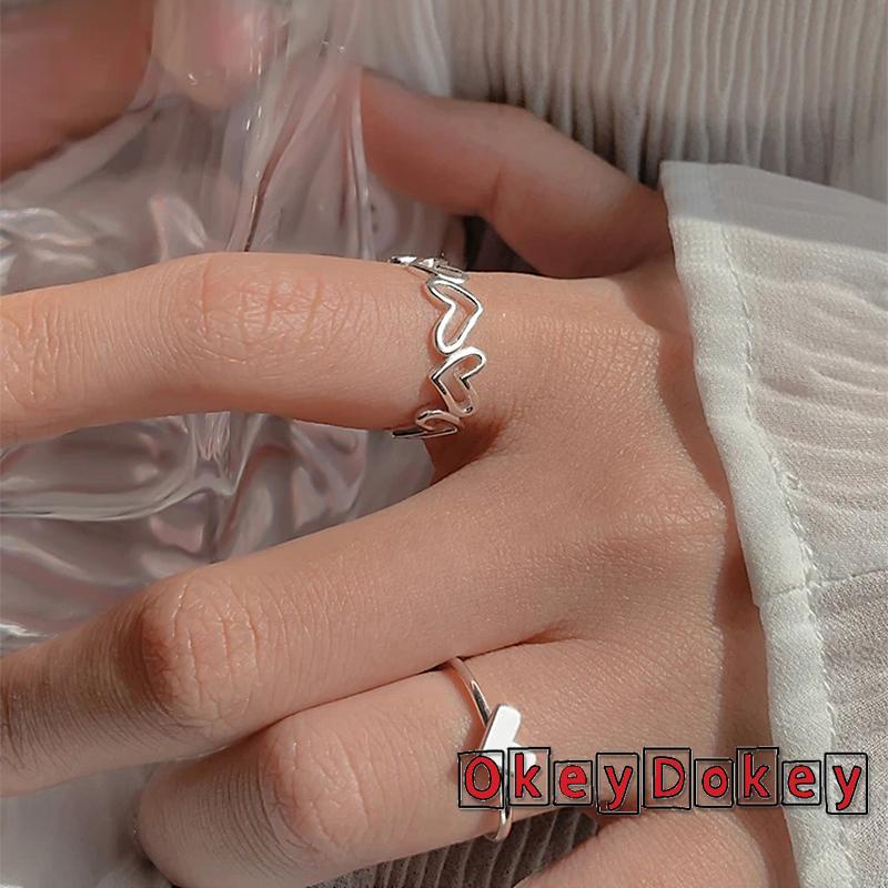 Nhẫn hở hình trái tim có thể điều chỉnh kích thước cho nữ