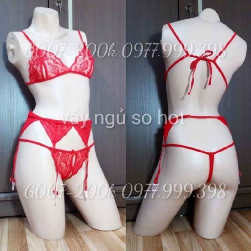 set đồ lót nội y kẹp tất ren xuyên thấu sexy gợi cảm