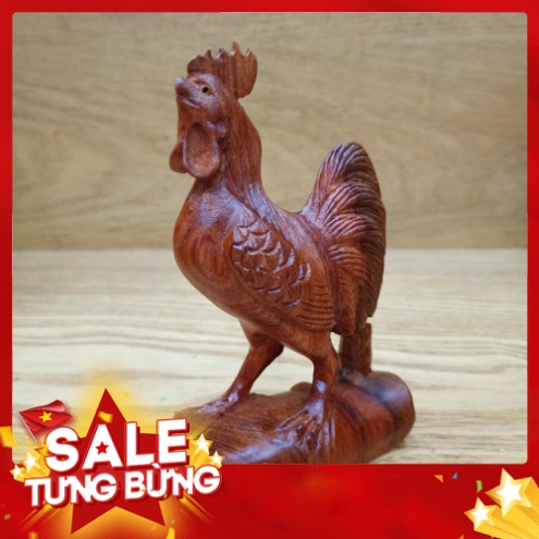Tượng gà gỗ hương cao 12 cm