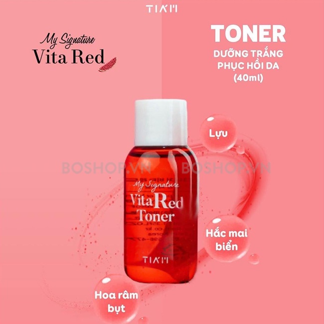 Toner Nước Hoa Hồng TIAM Dưỡng Trắng Se Khít Lỗ Chân Lông Sáng Da Giảm Thâm Tiam My Signature Vita Red Toner 130ml