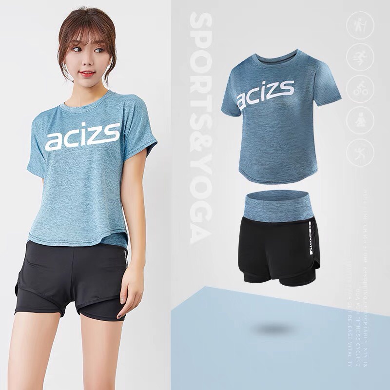 Áo Tập Gym Yoga Nữ ACIZS Áo Thể Thao Tay Ngắn Co Giãn Thoáng Mát Thấm Hút Mồ Hôi K1-A3