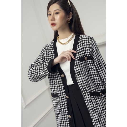 Áo Dạ Tweed Cardigan Hoạ Tiết Zizac Viền Đen Dáng Dài | BigBuy360 - bigbuy360.vn