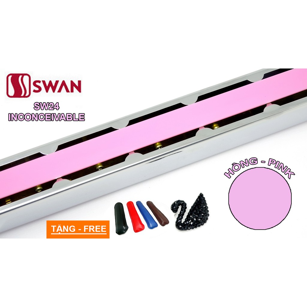 Kèn harmonica tremolo 24 lỗ Swan Inconceivable SW24 Key C (Hồng)