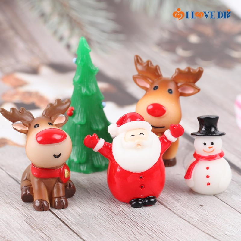 Phụ Kiện Trang Trí Giáng Sinh Hình Ông Già Noel / Tuần Lộc Bằng Nhựa Resin Dễ Thương DIY