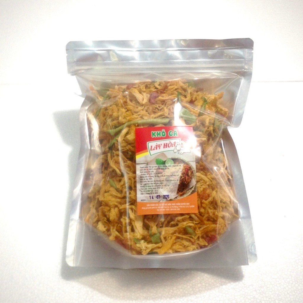 500gr Khô gà lá chanh cay Giòn Lày Hoà bịch zipper 500g