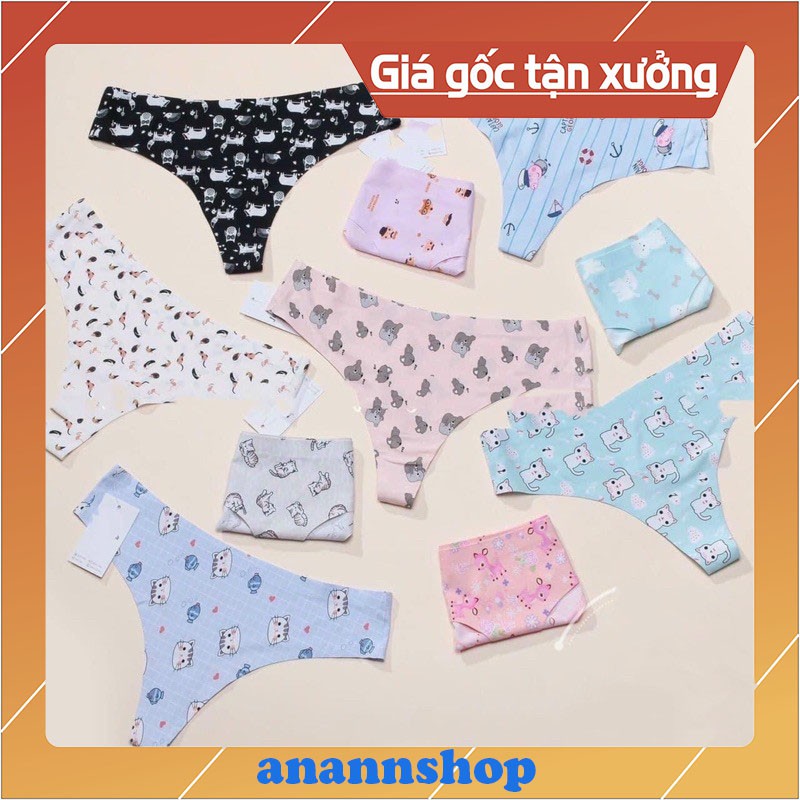 Quần Lót Nữ Lọt Khe Không Đường May Họa Tiết Dễ Thương Cho Bạn Nữ 013