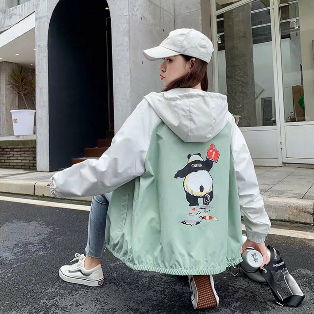 ÁO KHOÁC DÙ PHỐI THÂN IN SIÊU KUTE - CÓ CỔ - MIX VỚI ĐÁM BẠN SIÊU DỄ THƯƠNG | BigBuy360 - bigbuy360.vn